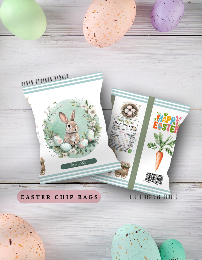 Personalized Easter Chip Bags – Custom Easter Party Favor Treat Bags (Pack of 10)