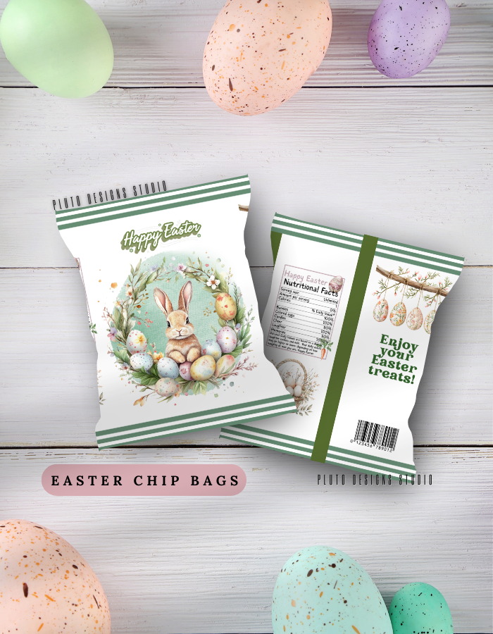 Personalized Easter Chip Bags – Custom Easter Party Favor Treat Bags (Pack of 10)