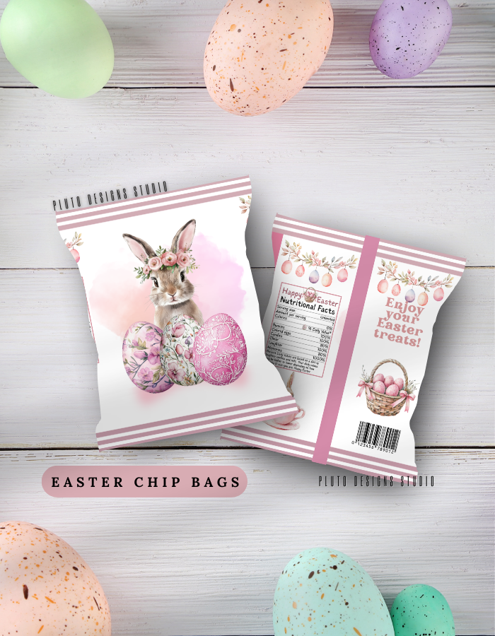 Personalized Easter Chip Bags – Custom Easter Party Favor Treat Bags (Pack of 10)