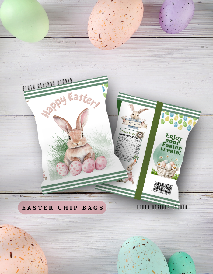 Personalized Easter Chip Bags – Custom Easter Party Favor Treat Bags (Pack of 10)