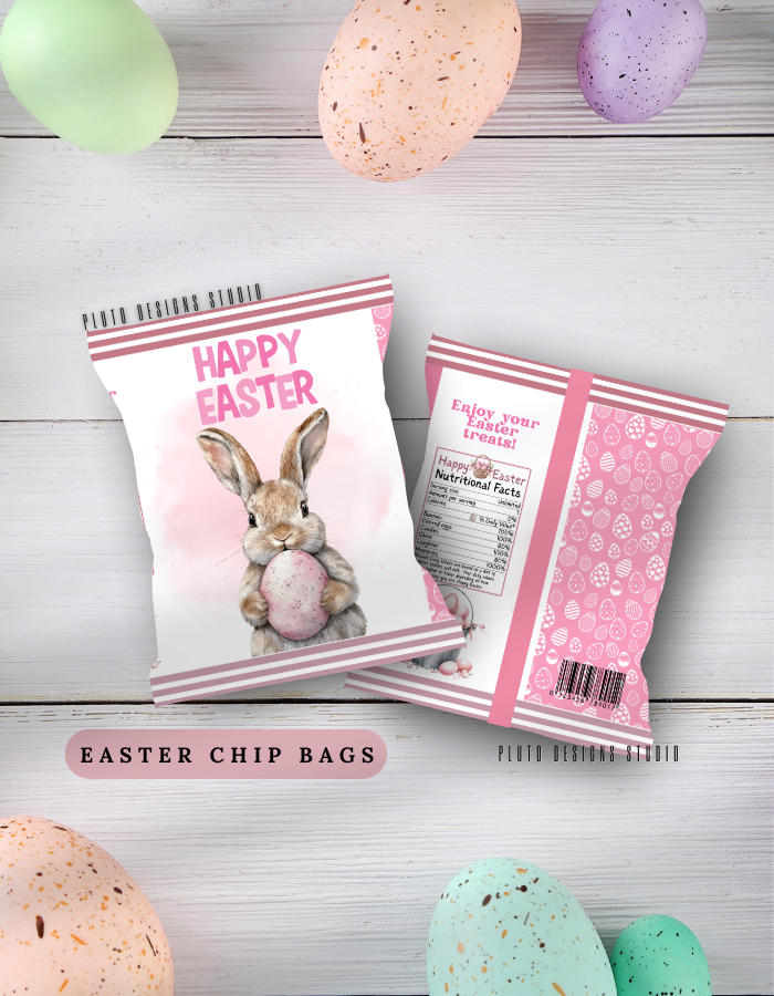 Personalized Easter Chip Bags – Custom Easter Party Favor Treat Bags (Pack of 10)