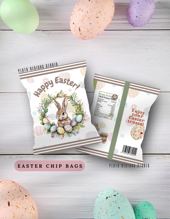 Personalized Easter Chip Bags – Custom Easter Party Favor Treat Bags (Pack of 10)