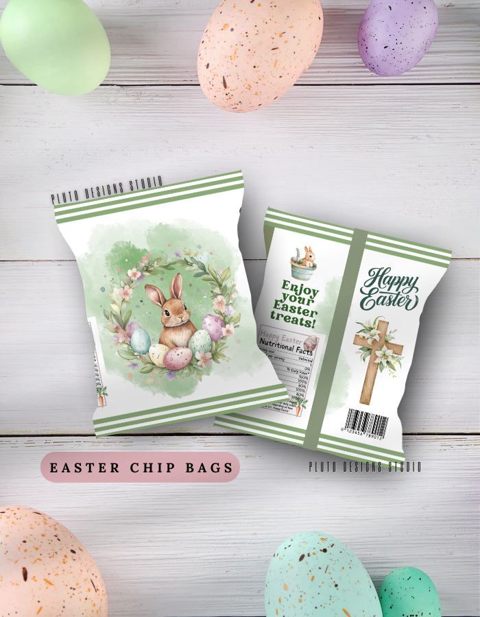 Personalized Easter Chip Bags – Custom Easter Party Favor Treat Bags (Pack of 10)