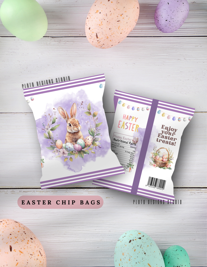 Personalized Easter Chip Bags – Custom Easter Party Favor Treat Bags (Pack of 10)