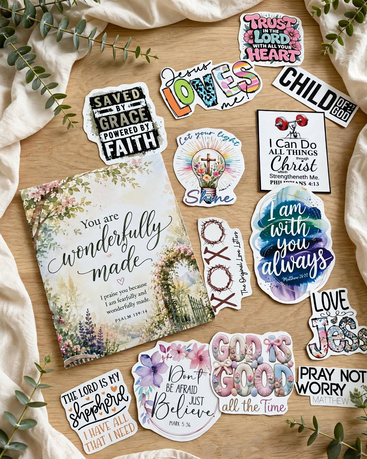 Faith & Scripture Stickers – Christian Bible Verse & Inspirational Faith Sticker Collection