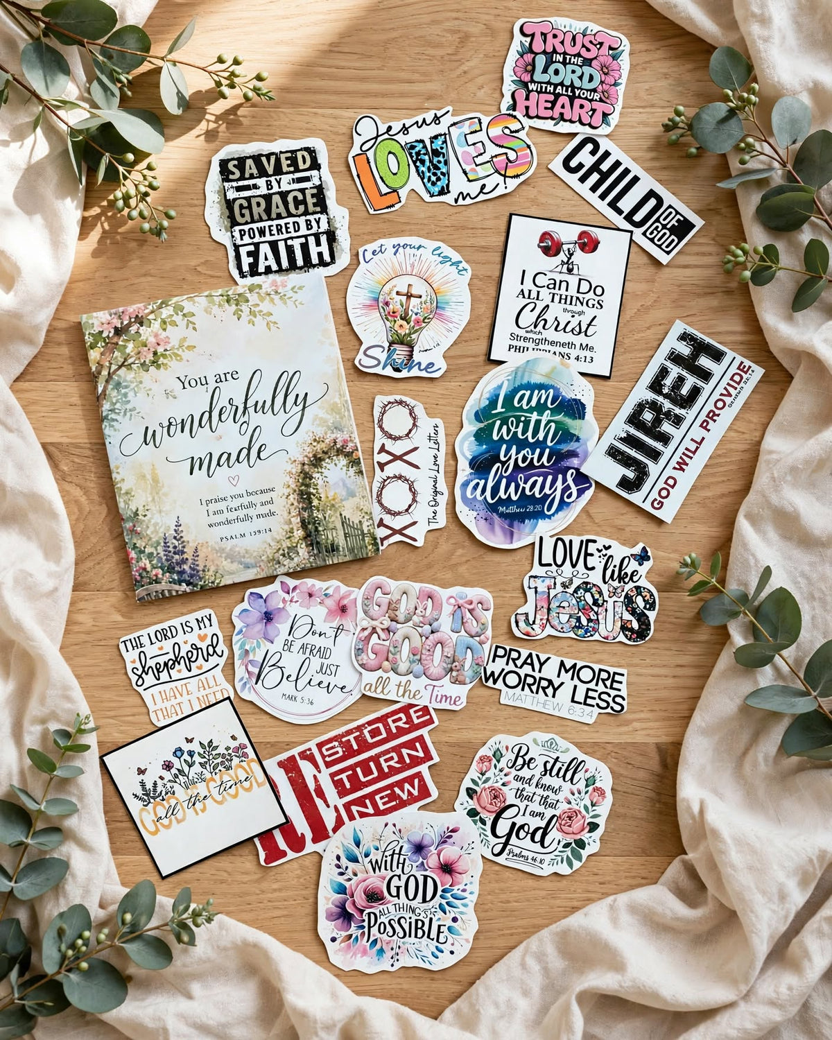 Faith & Scripture Stickers – Christian Bible Verse & Inspirational Faith Sticker Collection