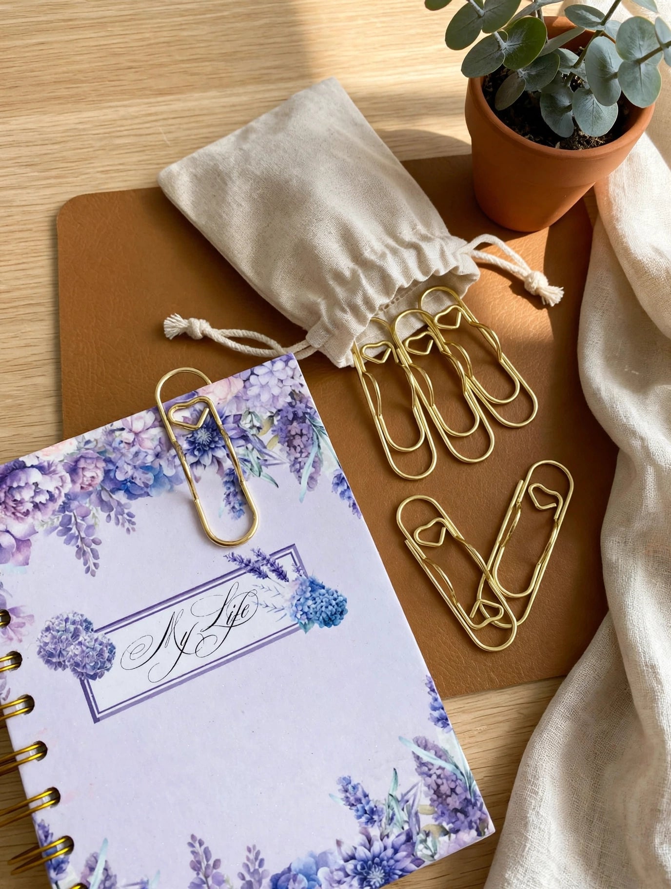 Heart Gold Pen Clip – Large Decorative Pen Holder Clips | 5-Piece Set