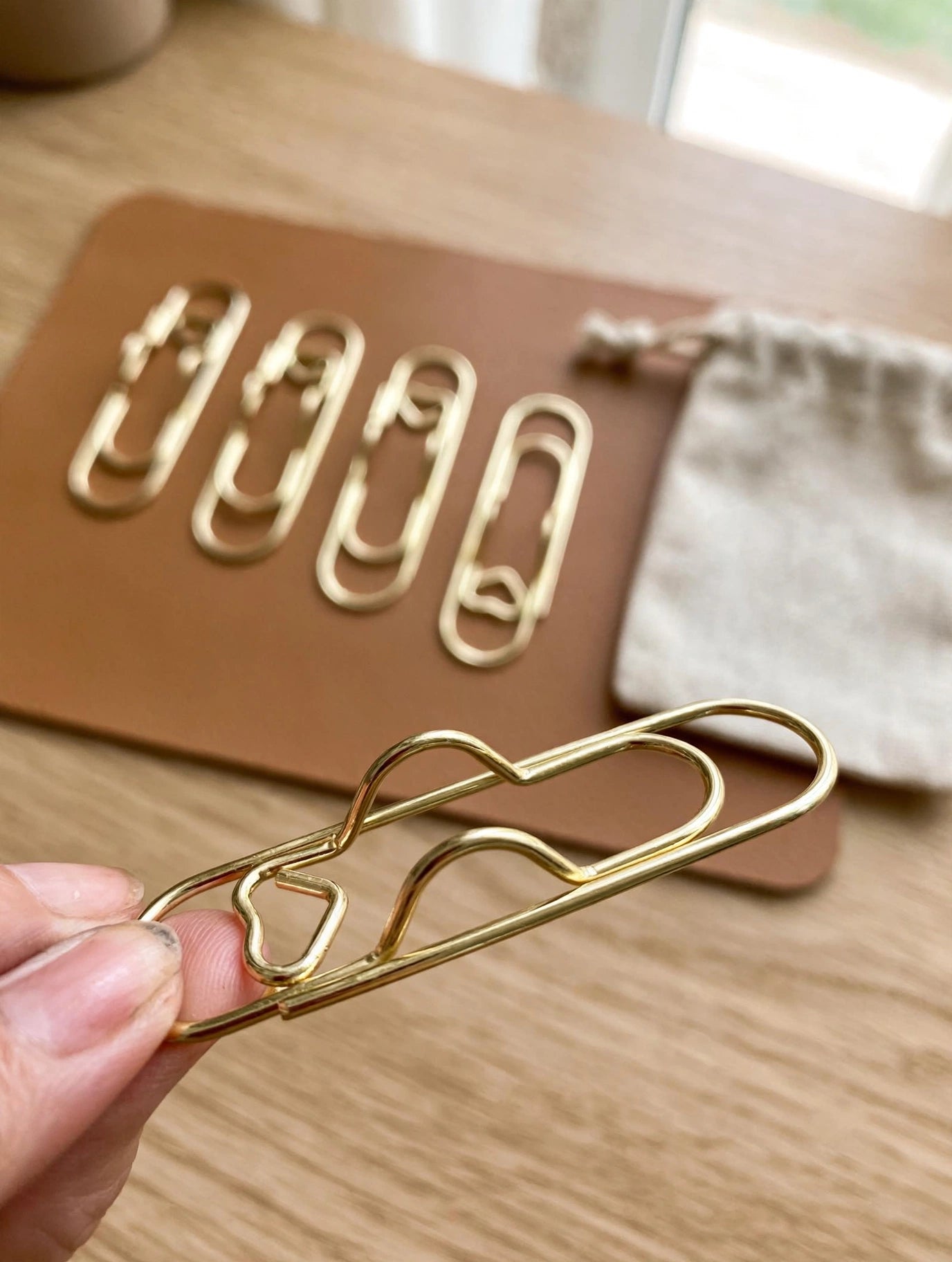 Heart Gold Pen Clip – Large Decorative Pen Holder Clips | 5-Piece Set