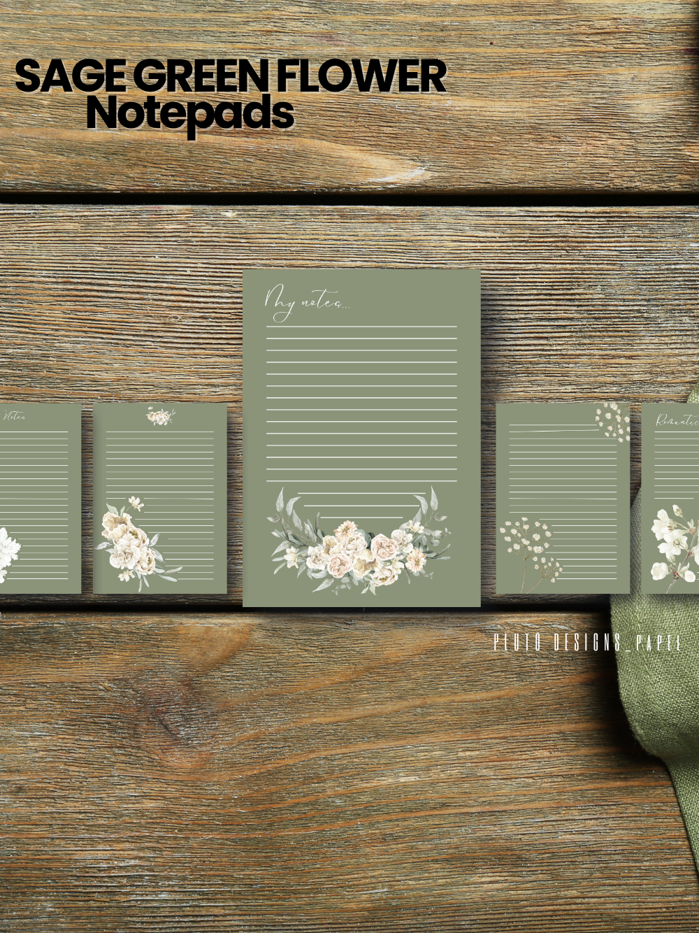 Sage Green Minimalist Floral Notepads