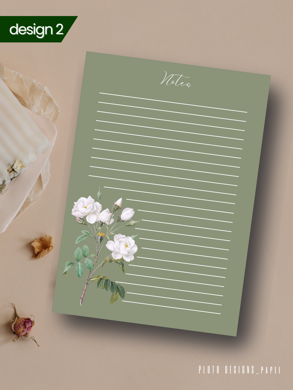 Sage Green Minimalist Floral Notepads