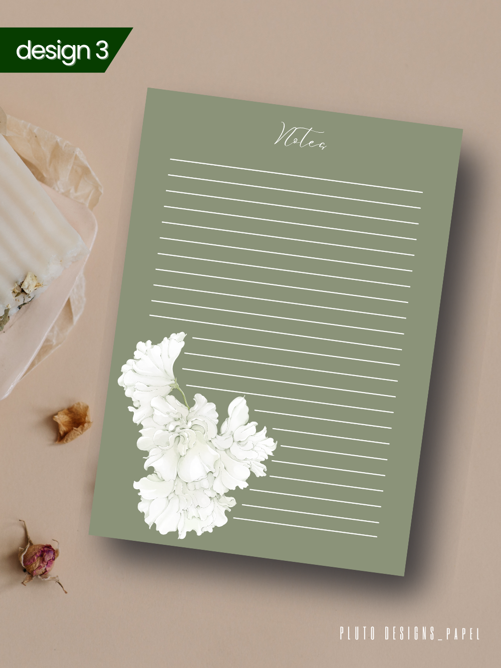 Sage Green Minimalist Floral Notepads