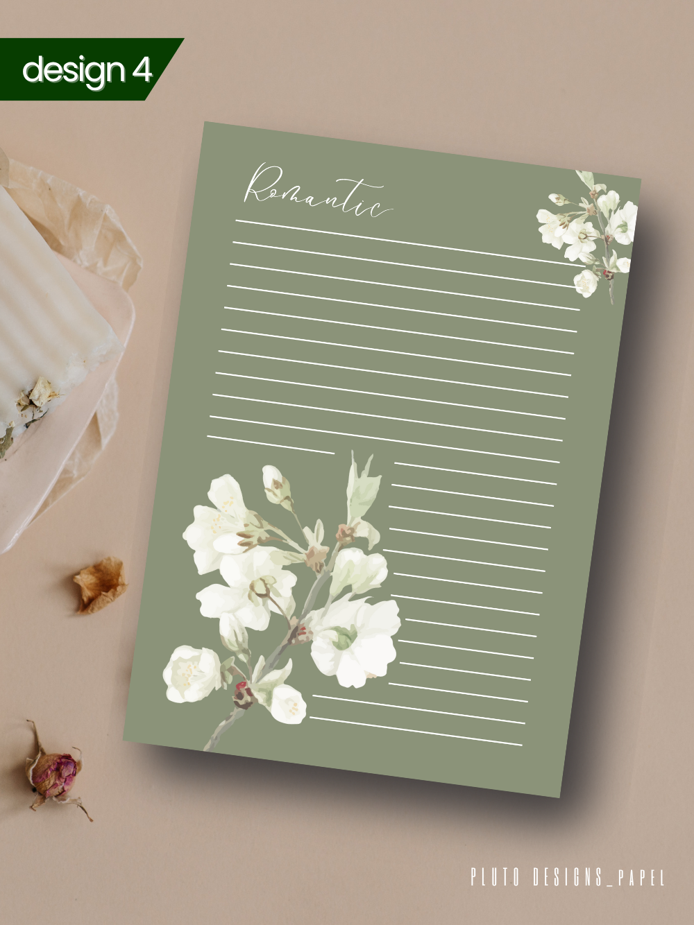 Sage Green Minimalist Floral Notepads