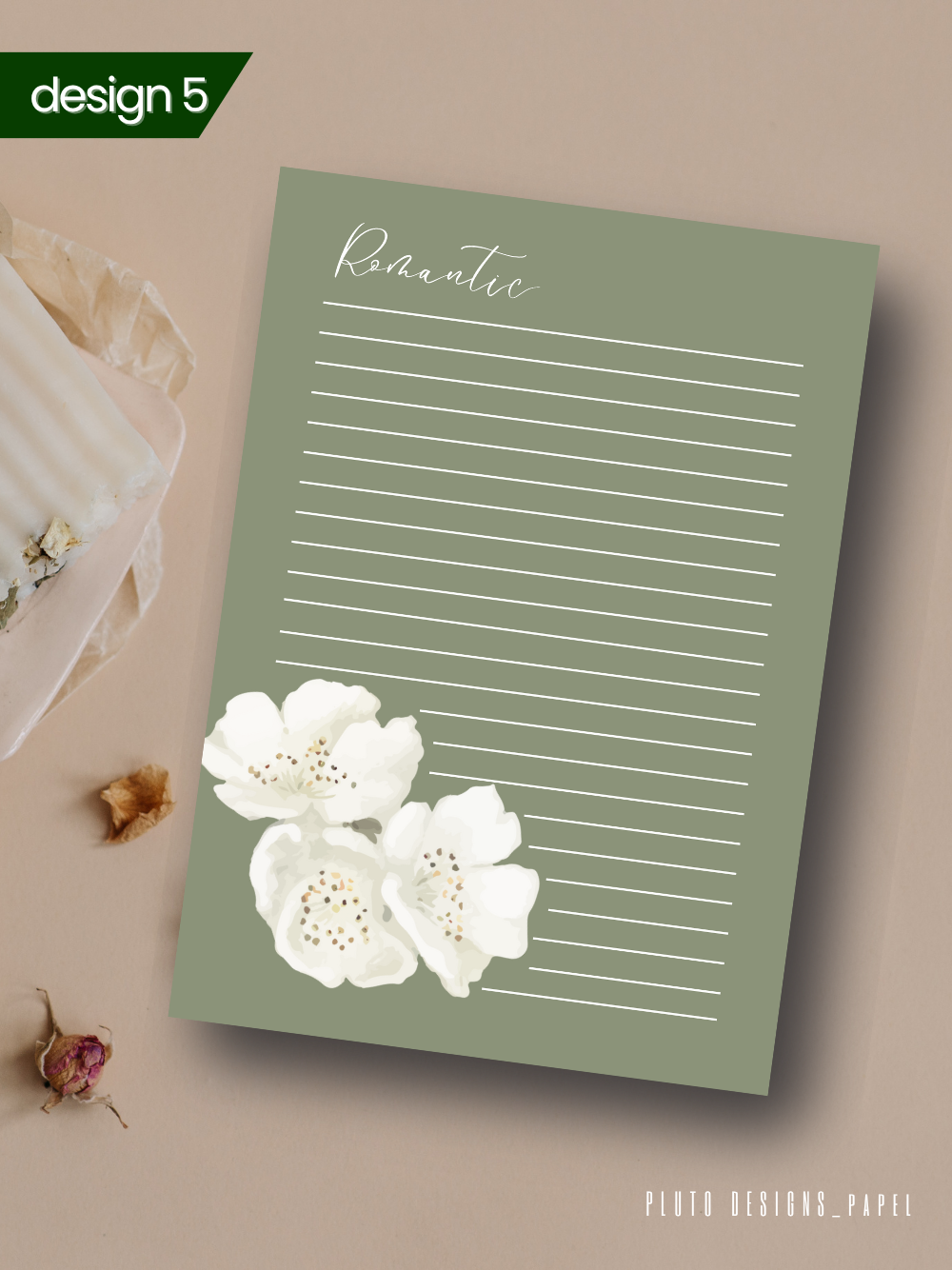 Sage Green Minimalist Floral Notepads