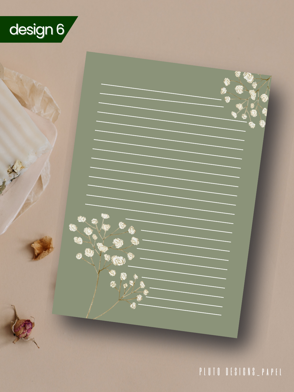 Sage Green Minimalist Floral Notepads