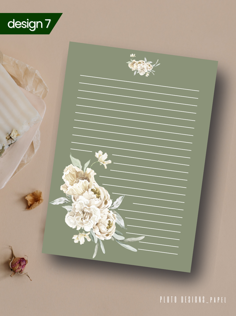 Sage Green Minimalist Floral Notepads