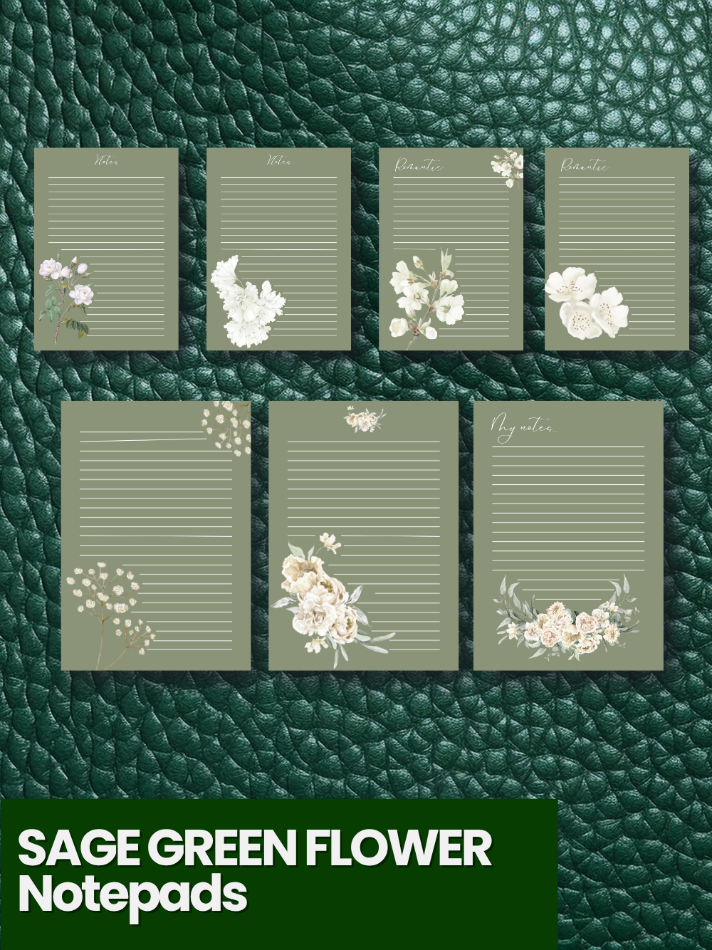 Sage Green Minimalist Floral Notepads
