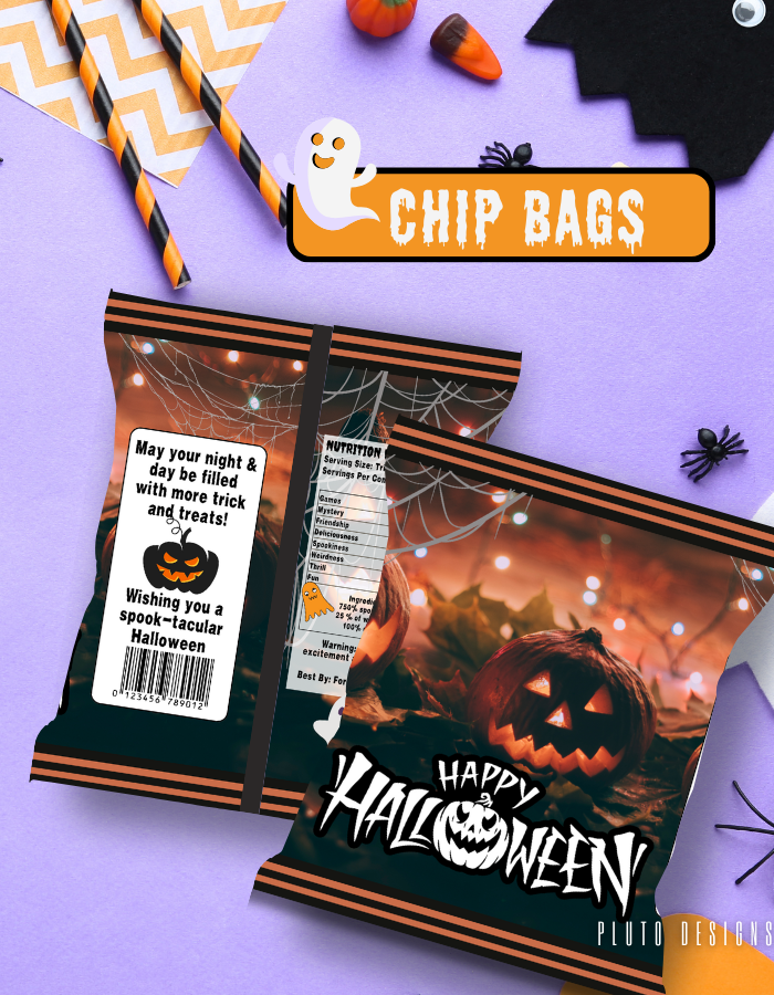 Product Description for Halloween-Themed Chip Bags for Parties (10 pcs per pack)