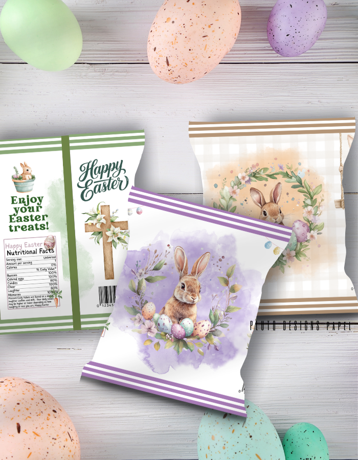 Personalized Easter Chip Bags – Custom Easter Party Favor Treat Bags (Pack of 10)
