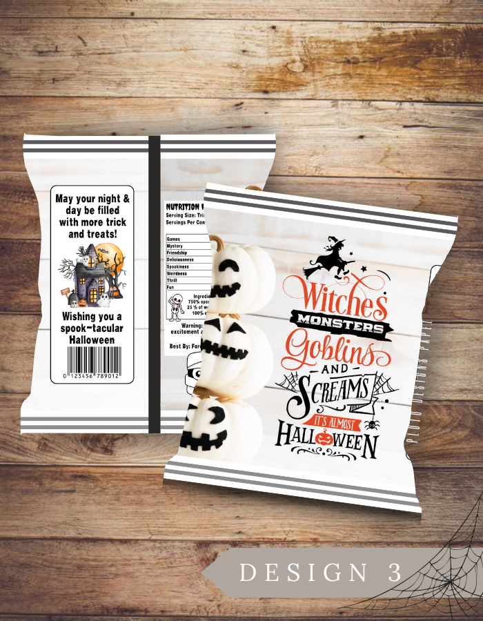 Product Description for Halloween-Themed Chip Bags for Parties (10 pcs per pack)