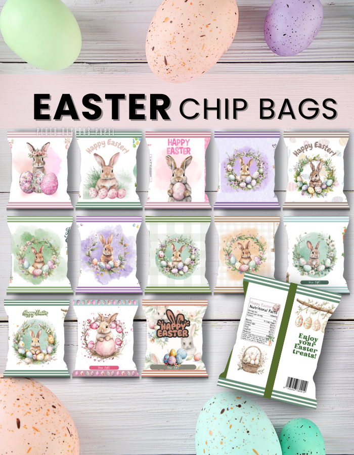 Personalized Easter Chip Bags – Custom Easter Party Favor Treat Bags (Pack of 10)