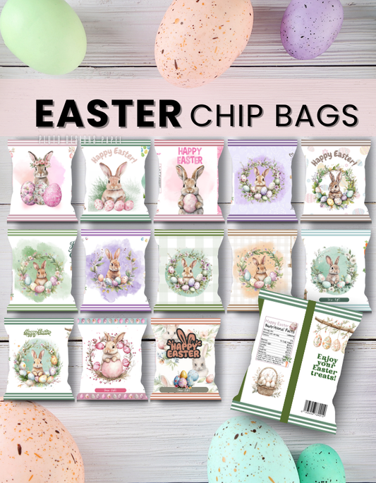 Personalized Easter Chip Bags – Custom Easter Party Favor Treat Bags (Pack of 10)