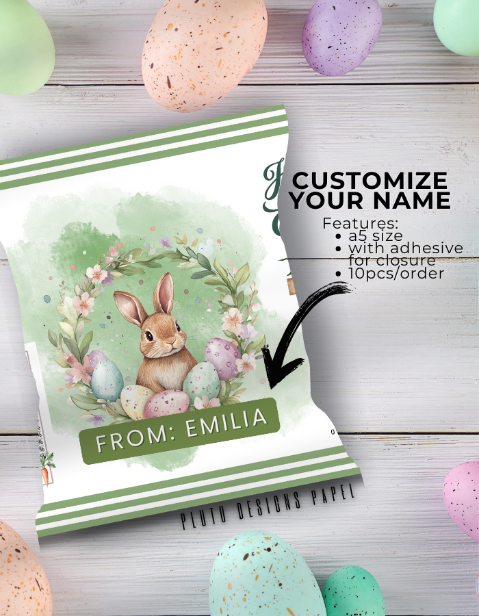 Personalized Easter Chip Bags – Custom Easter Party Favor Treat Bags (Pack of 10)