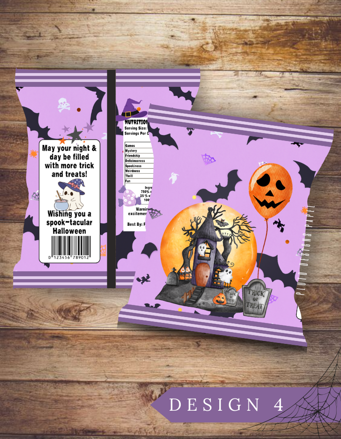 Product Description for Halloween-Themed Chip Bags for Parties (10 pcs per pack)