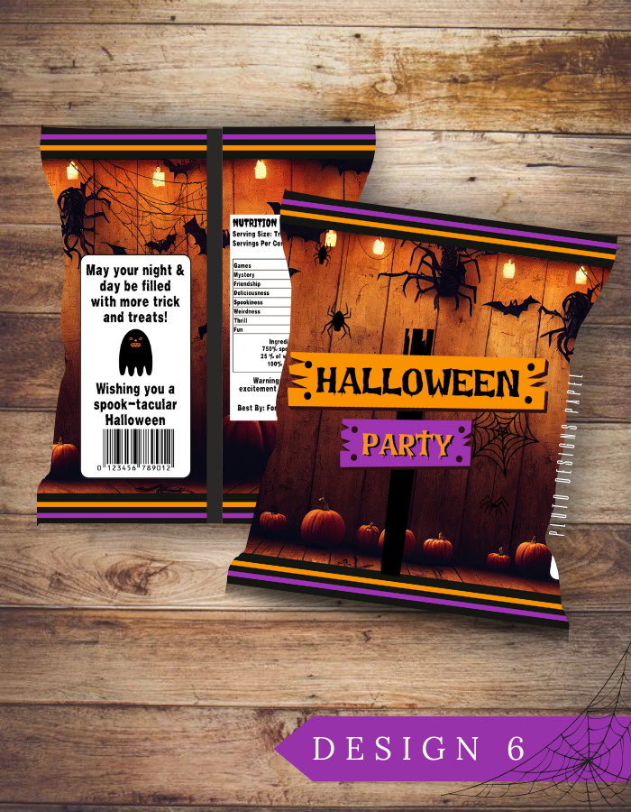 Product Description for Halloween-Themed Chip Bags for Parties (10 pcs per pack)