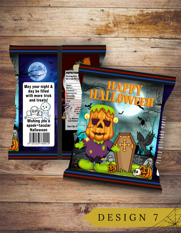 Product Description for Halloween-Themed Chip Bags for Parties (10 pcs per pack)