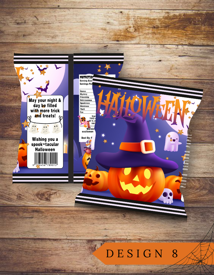 Product Description for Halloween-Themed Chip Bags for Parties (10 pcs per pack)