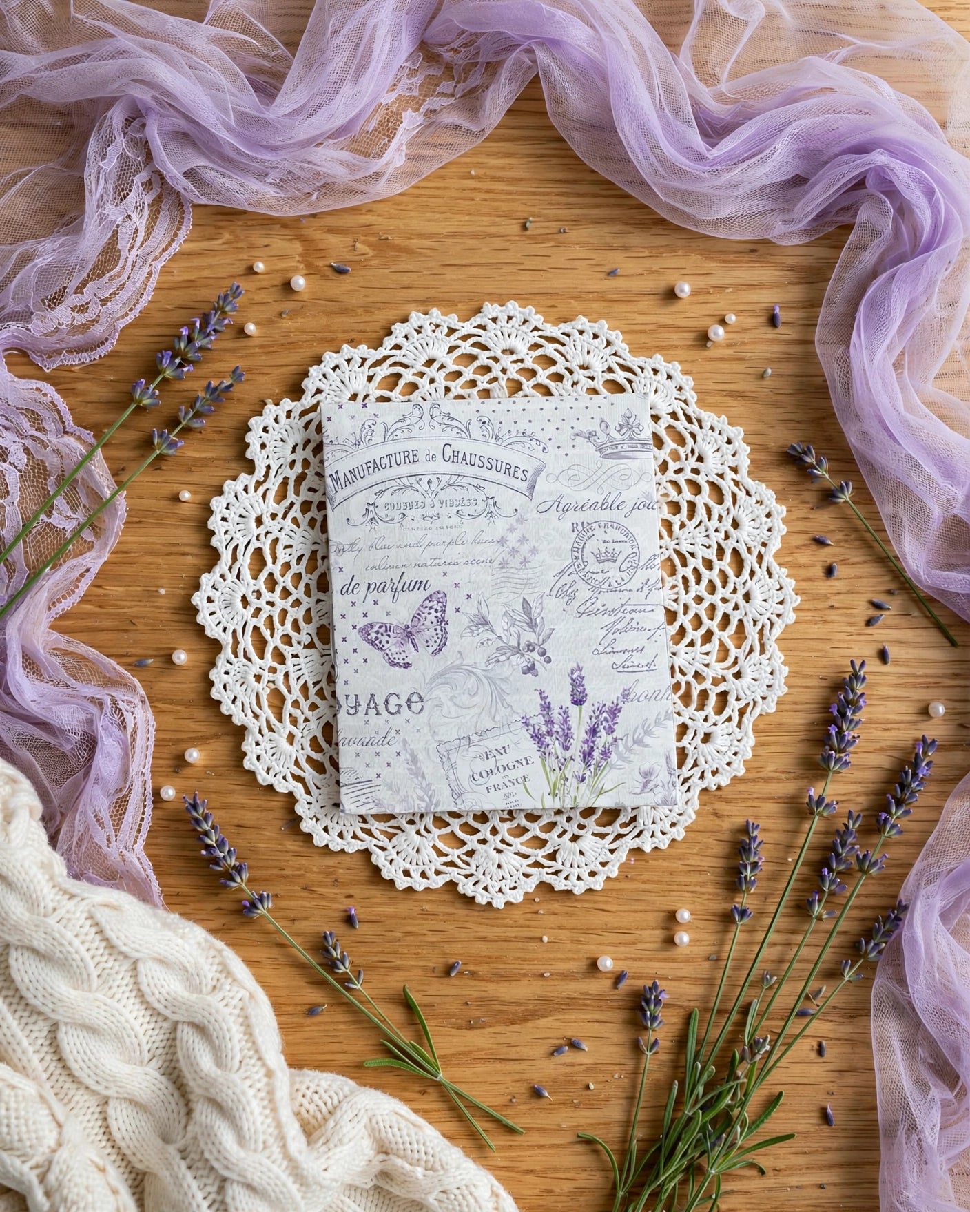 Shabby Lavender Waterproof Vinyl Stickers – 22-Piece Aesthetic Floral Sticker Pack Set 1