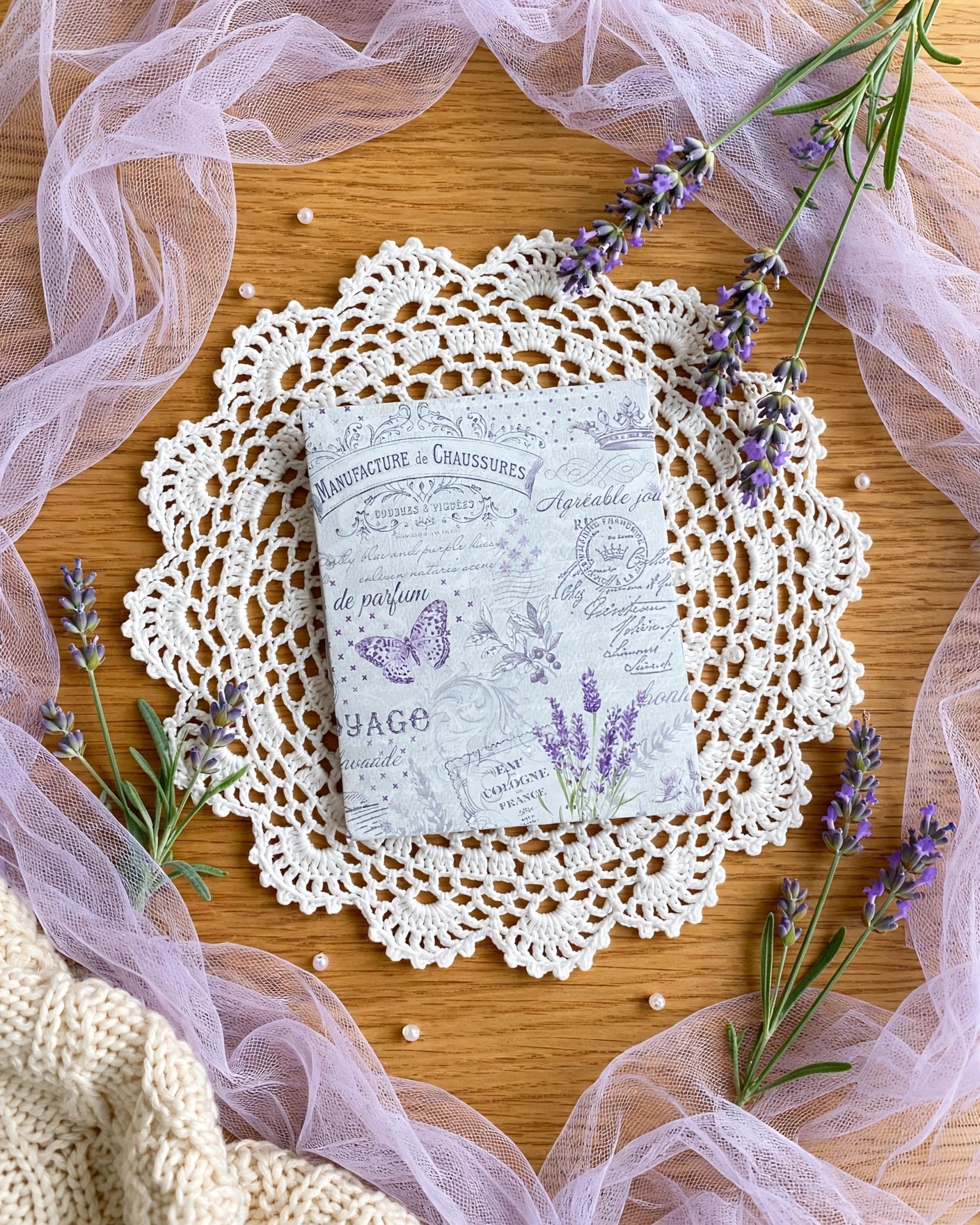 Shabby Lavender Waterproof Vinyl Stickers – 22-Piece Aesthetic Floral Sticker Pack Set 1