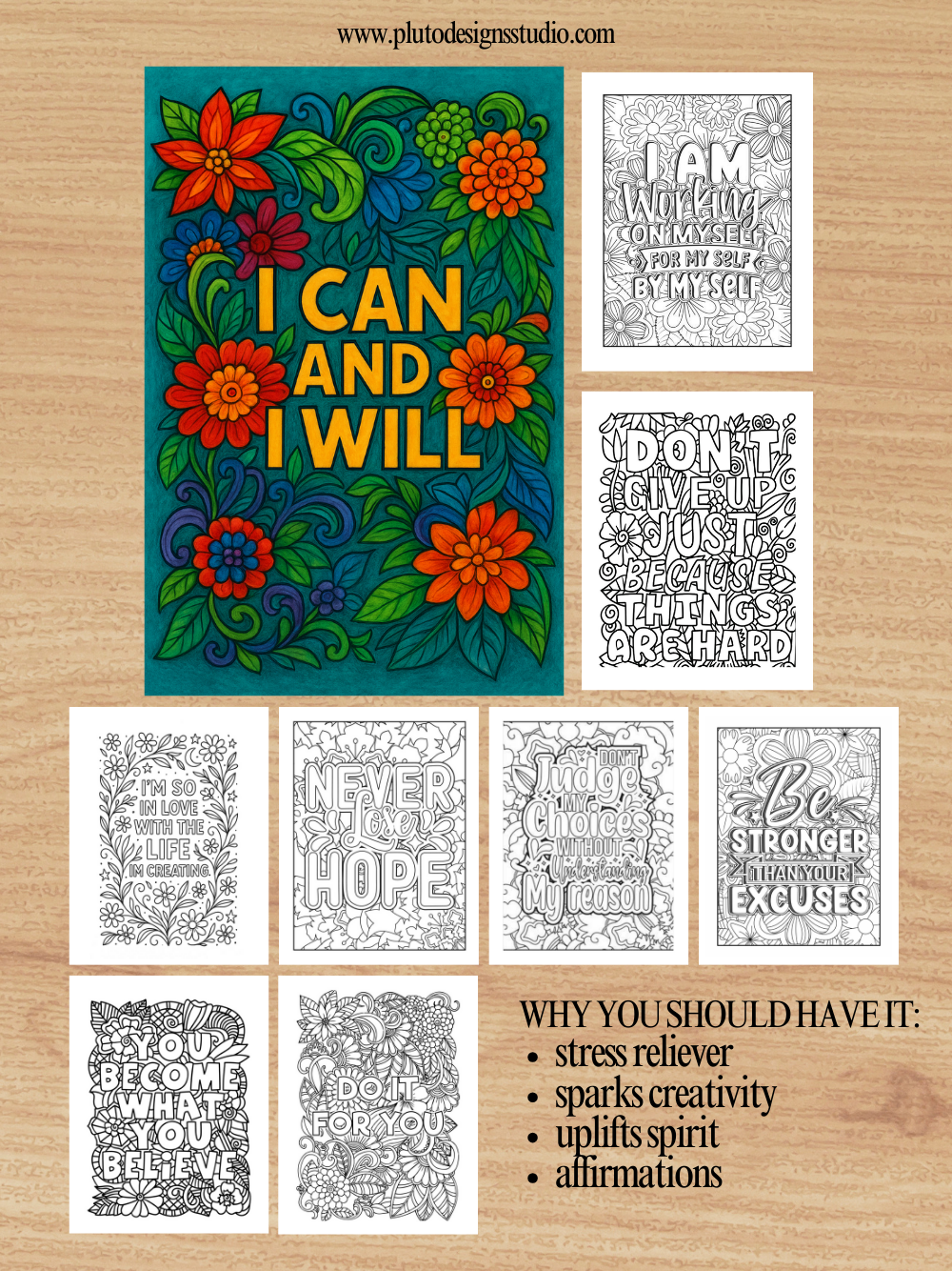 Positive Quotes Coloring Book for Teens & Grown-ups Inspirational Motivational Messages