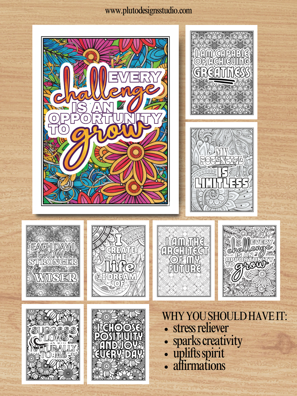 Mandala Positive & Motivational Message for Inspiration Coloring Book for Teens & Adults