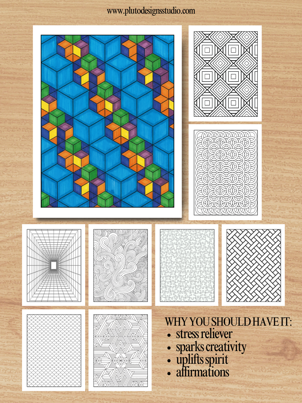 Easy Geometric Shapes & Patterns Coloring Book – 65 Relaxing Designs for All Ages
