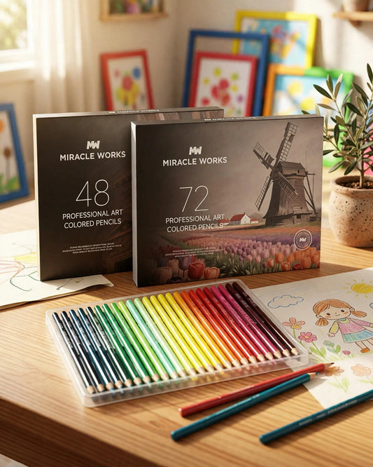 Miracle Works Oil-Based Colored Pencils – Professional Artist Coloring Drawing Set | Miracle Works
